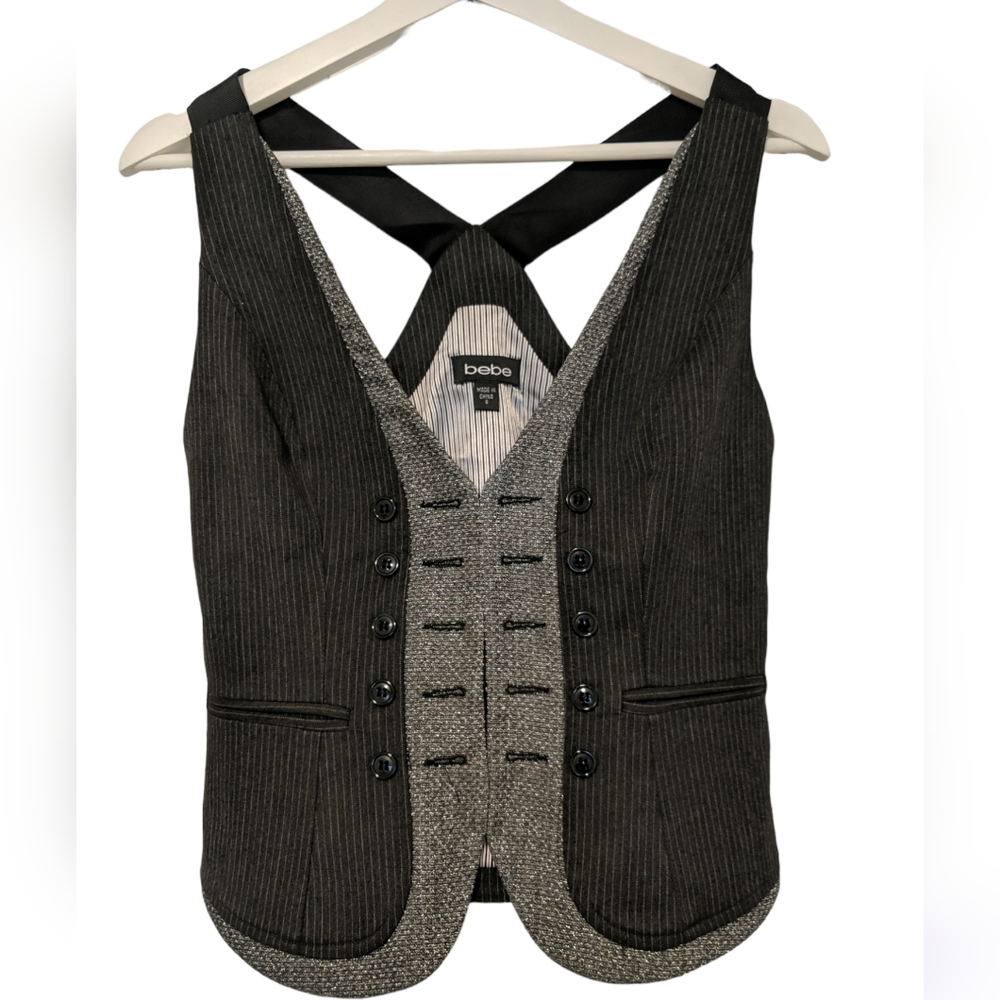 bebe Pinstripe Vest